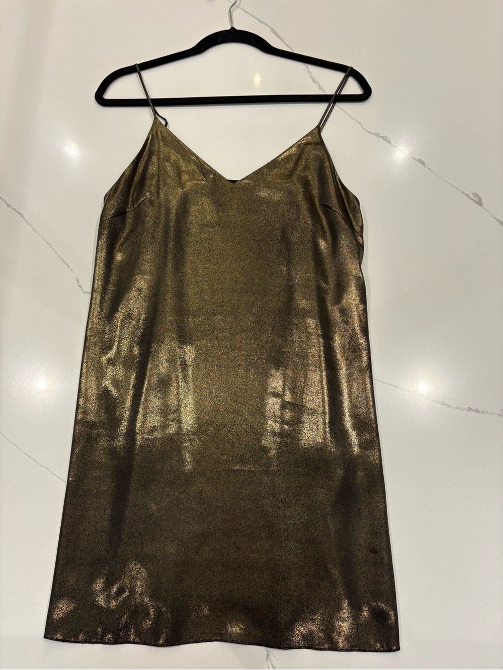 Wilfred by Ariztia Gold/Black Shimmer Slip Dress